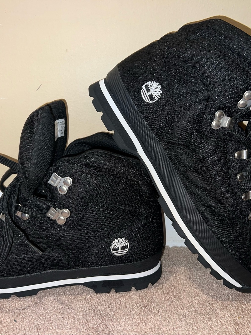 EUC Timberland Euro Hiking Field Mid Boots Black White A1HWM A1649 Men’s Size 13